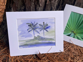 Twin Palms watercolor on paper - print