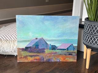 Pastel Barns at Twilight 11x14 Oil on Board Original