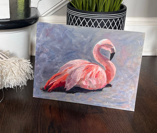 Flamingo Oil Painting stretched canvas print  9x12