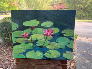 Lily Pond, gouache on canvas