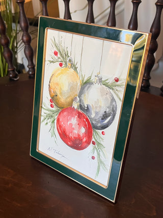 Christmas Ornaments, framed watercolor