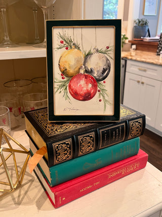 Christmas Ornaments, framed watercolor