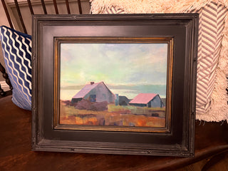 Pastel Barns at Twilight 11x14 Oil on Board Original