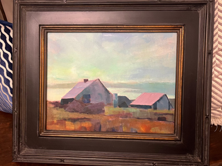 Pastel Barns at Twilight 11x14 Oil on Board Original