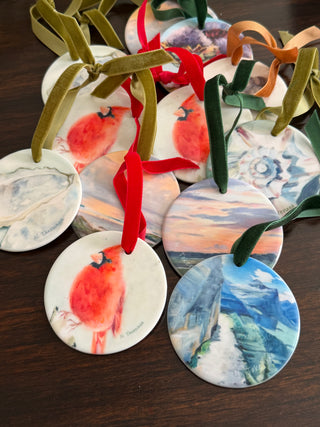 Watercolor Cardinal Ceramic Ornament