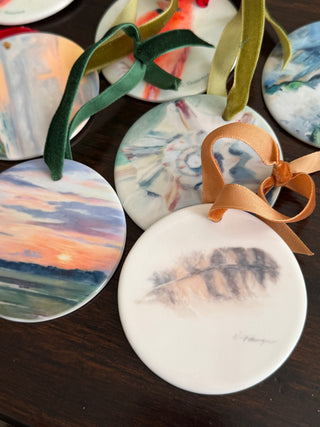 Feather Watercolor Ceramic ornament