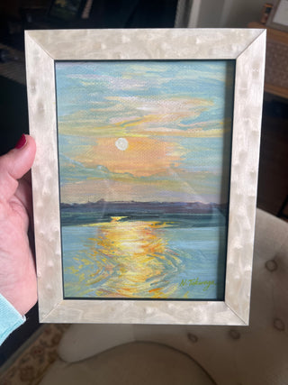 Sea Island Sunset in gouache