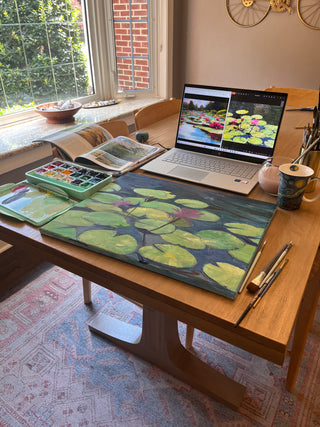 Lily Pond, gouache on canvas