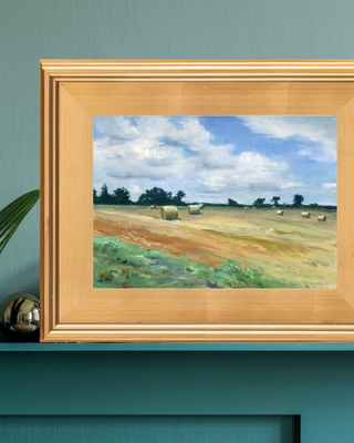 Hay Bales in Ohio Field, oil on canvas board