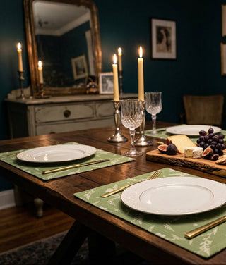 Trailing Floral Green Table Linens