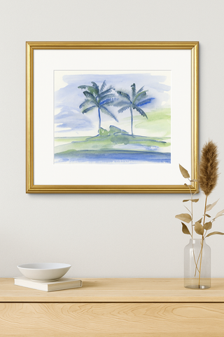 Twin Palms watercolor on paper - print